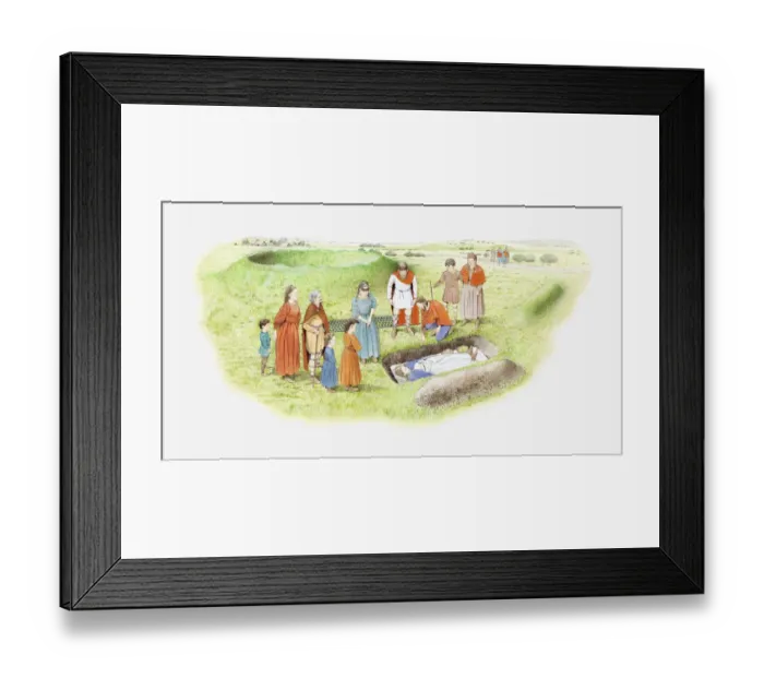 Framed Print : Illustration of Saxon burial Framed Print : Illustration of Saxon burial