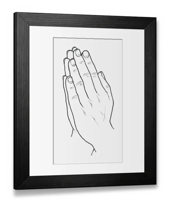 Framed Print : Black and white illustration of praying hands Framed Print : Black and white illustration of praying hands