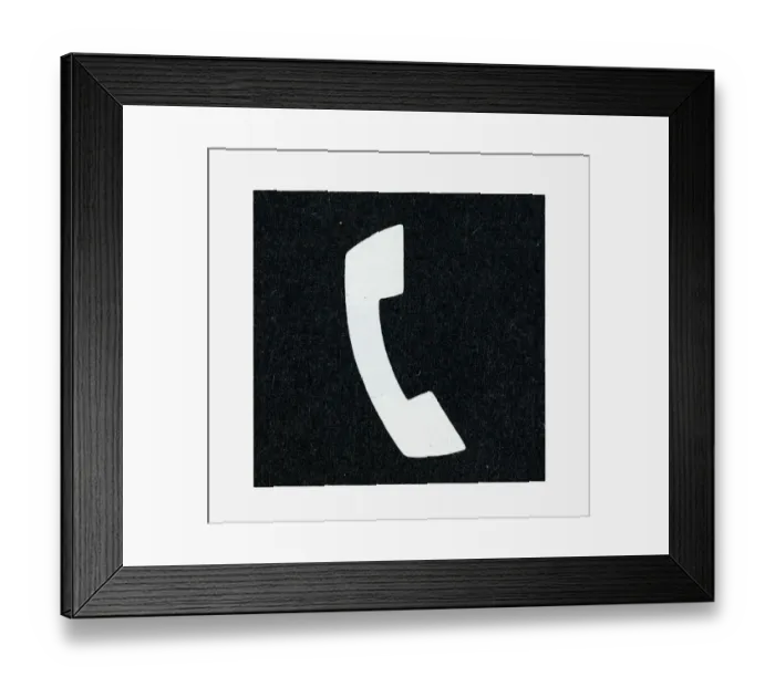 Framed Print : Black and white illustration of telephone receiver Framed Print : Black and white illustration of telephone receiver