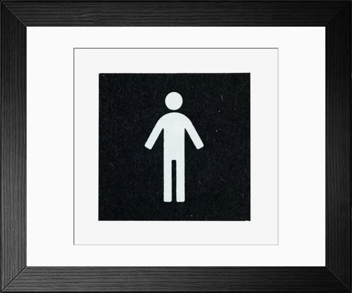 Framed Print : Black and white illustration of white silhouette of man on black background Framed Print : Black and white illustration of white silhouette of man on black background