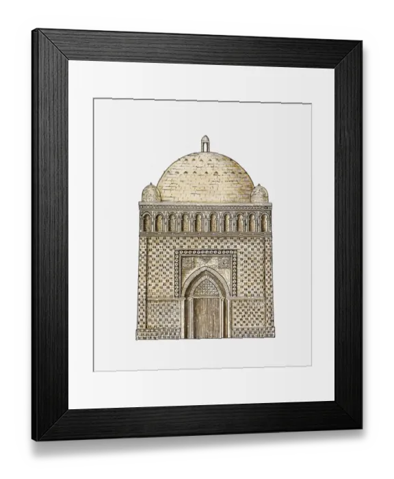 Framed Print : Illustration of Samanid mausoleum, Bukhara, Uzbekistan, 10th century Framed Print : Illustration of Samanid mausoleum, Bukhara, Uzbekistan, 10th century