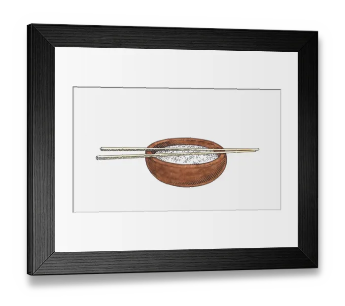 Framed Print : Illustration of chopsticks on bowl of rice Framed Print : Illustration of chopsticks on bowl of rice
