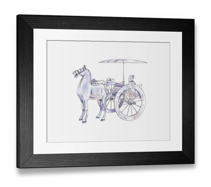 Framed Print : Illustration of a Han horse and chariot Framed Print : Illustration of a Han horse and chariot