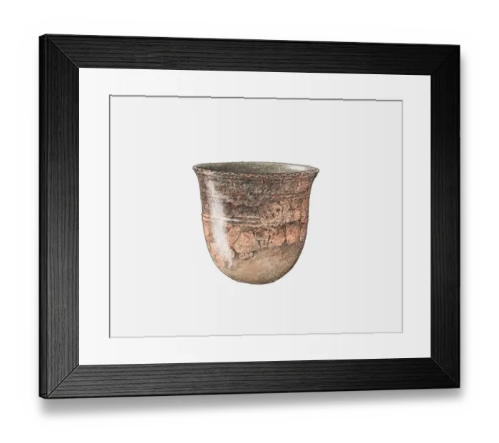 Framed Print : Illustration of smooth pot with round base, found at Nasunahara, Japan Framed Print : Illustration of smooth pot with round base, found at Nasunahara, Japan
