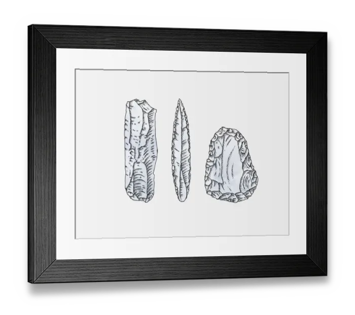 Framed Print : Illustration of ancient handaxes Framed Print : Illustration of ancient handaxes