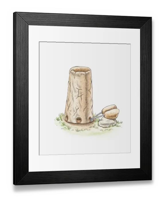 Framed Print : Illustration of cylindrical clay pit-furnace, West Africa Framed Print : Illustration of cylindrical clay pit-furnace, West Africa