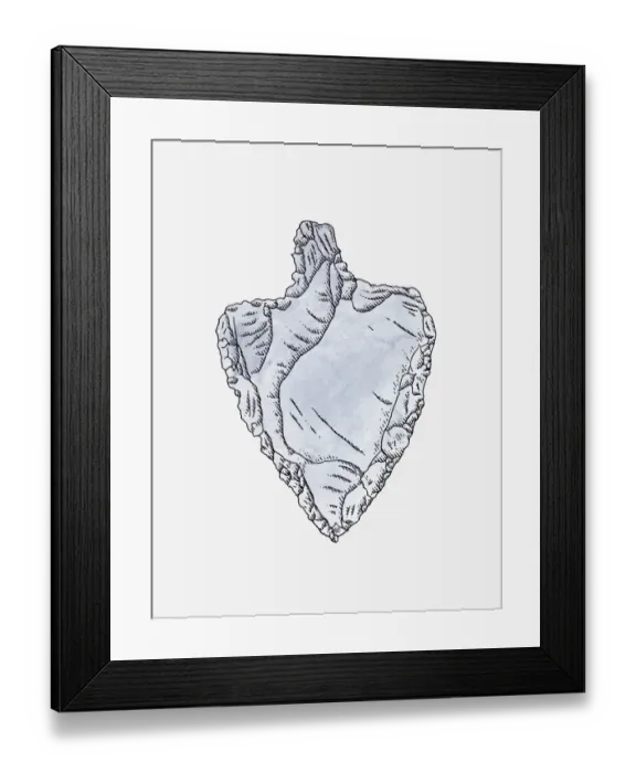 Framed Print : Illustration of Middle Paleolithic Aterian nosed point tool Framed Print : Illustration of Middle Paleolithic Aterian nosed point tool