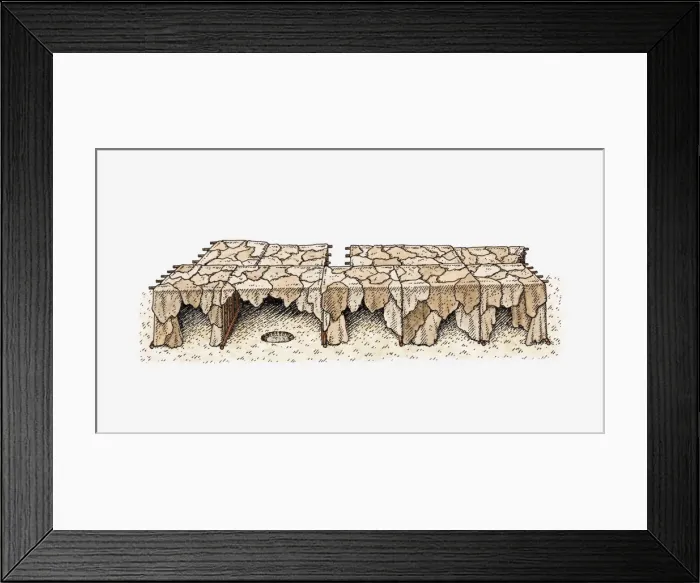 Framed Print : Illustration of animal skins drying on rack Framed Print : Illustration of animal skins drying on rack