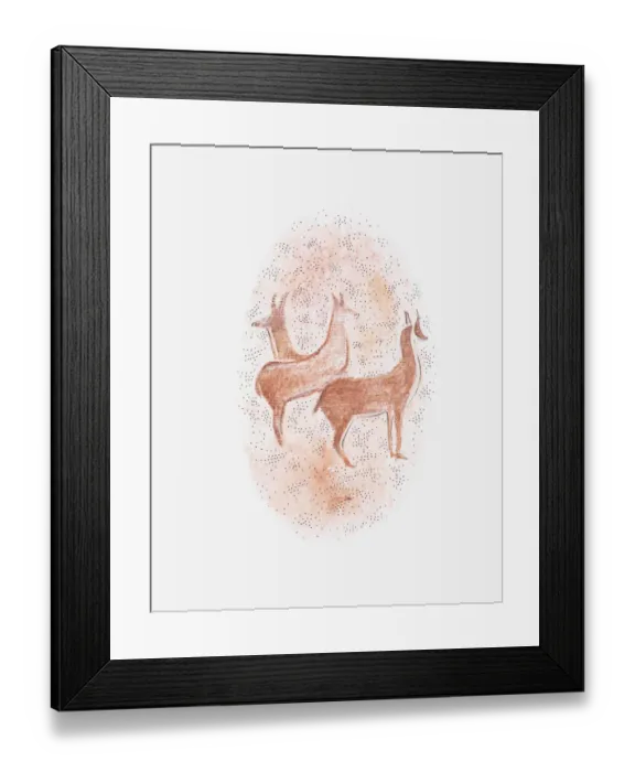 Framed Print : Illustration of rock art depicting gazelles, found at Tassili Massif, Sahara Framed Print : Illustration of rock art depicting gazelles, found at Tassili Massif, Sahara