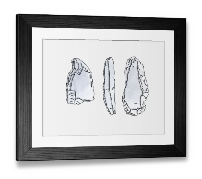 Framed Print : Illustration of Dabban stone tools from in Haua Feah Cave, Libya Framed Print : Illustration of Dabban stone tools from in Haua Feah Cave, Libya