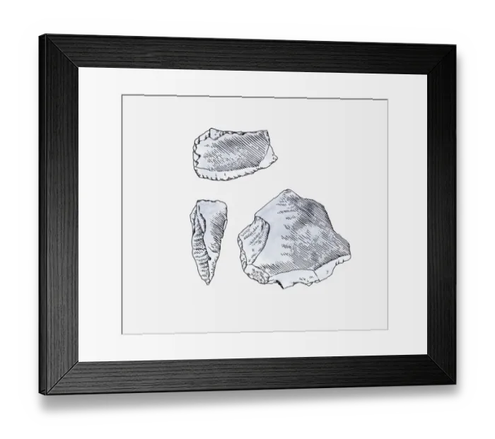 Framed Print : Illustration of quartz tools found in Matupi Cave, Zaire Framed Print : Illustration of quartz tools found in Matupi Cave, Zaire