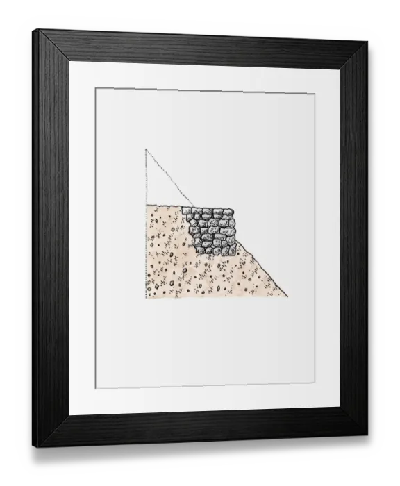 Framed Print : Cross section illustration showing how Inca mountain roads were constructed Framed Print : Cross section illustration showing how Inca mountain roads were constructed