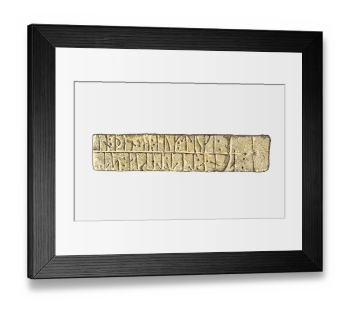 Framed Print : Illustration of runic inscription on viking sarcophagus, london, england Framed Print : Illustration of runic inscription on viking sarcophagus, london, england