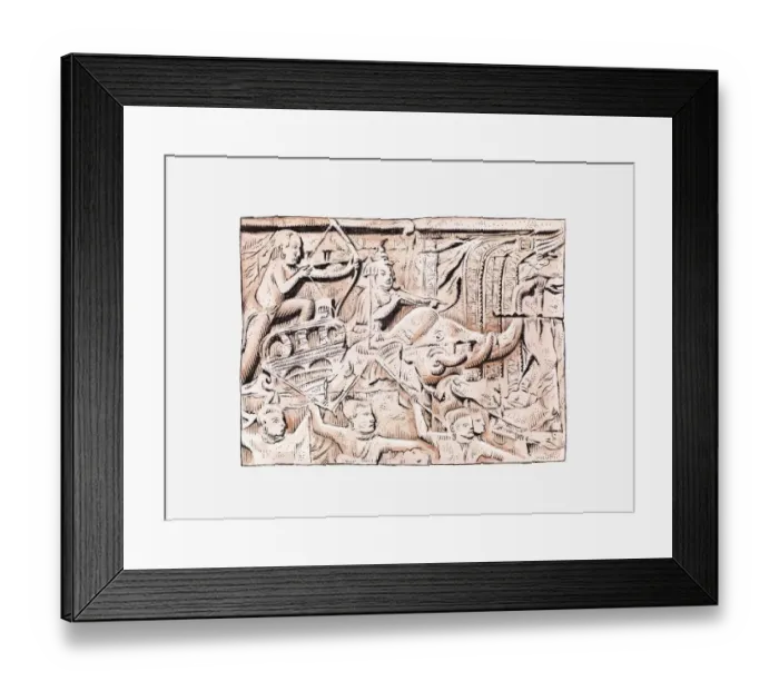 Framed Print : Illustration of bas relief showing Khmer and Champa warriors, Angkor Wat, Angkor, Cambodia Framed Print : Illustration of bas relief showing Khmer and Champa warriors, Angkor Wat, Angkor, Cambodia