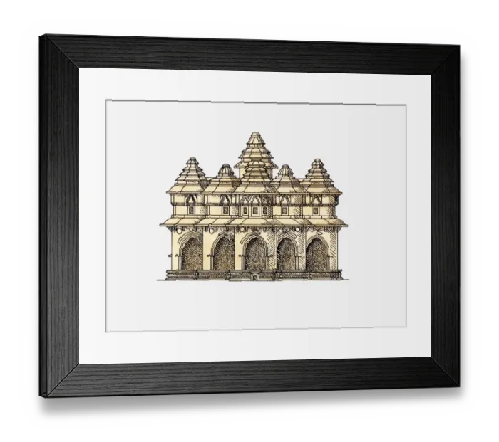 Framed Print : Illustration of Lotus Mahal, Vijayanagara, southern India Framed Print : Illustration of Lotus Mahal, Vijayanagara, southern India
