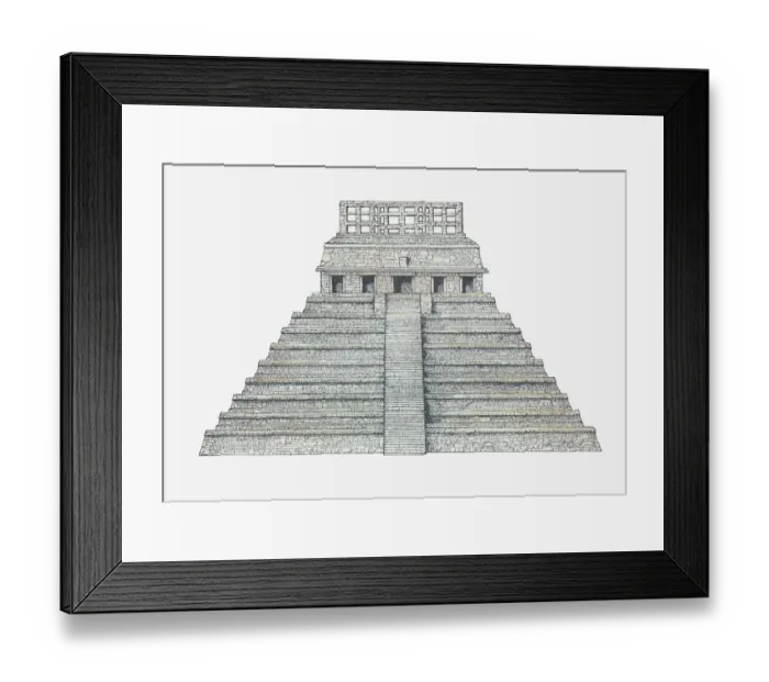 Framed Print : Illustration of Temple of the Inscriptions, Palenque, Mexico