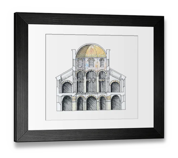 Framed Print : Illustration of Palatine Chapel, Aachen, Germany, 8th-9th century Framed Print : Illustration of Palatine Chapel, Aachen, Germany, 8th-9th century