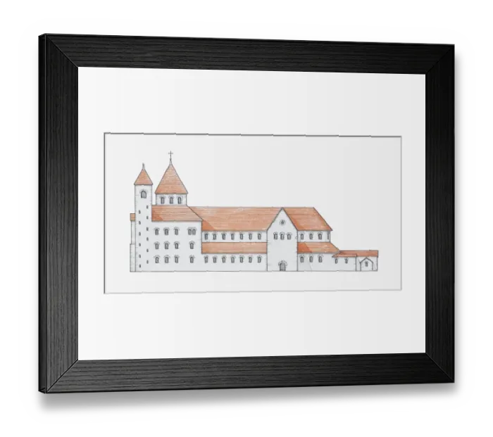 Framed Print : Illustration of Romanesque church, Corvey, Germany, 9th century Framed Print : Illustration of Romanesque church, Corvey, Germany, 9th century