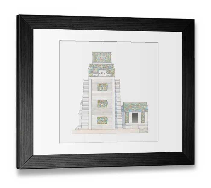 Framed Print : Illustration of tower of main pyramid, Xpuhil, Yucatan, Mexico Framed Print : Illustration of tower of main pyramid, Xpuhil, Yucatan, Mexico