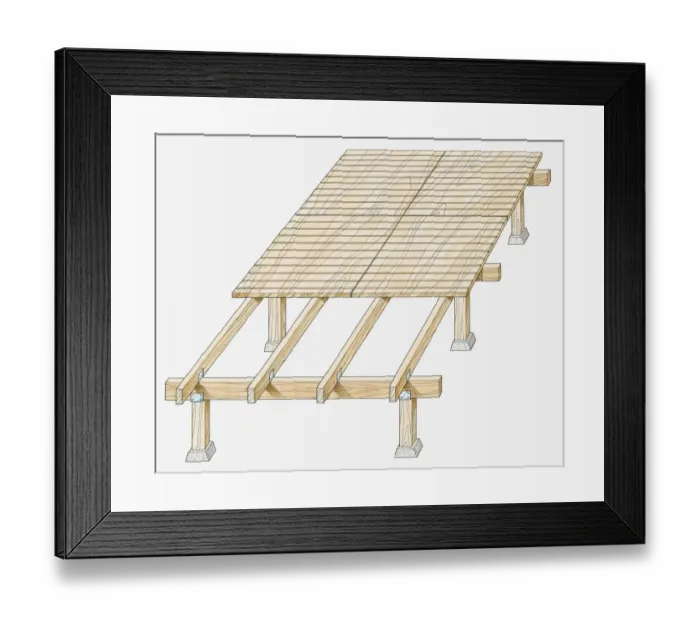 Framed Print : Illustration of partly laid wooden decking Framed Print : Illustration of partly laid wooden decking