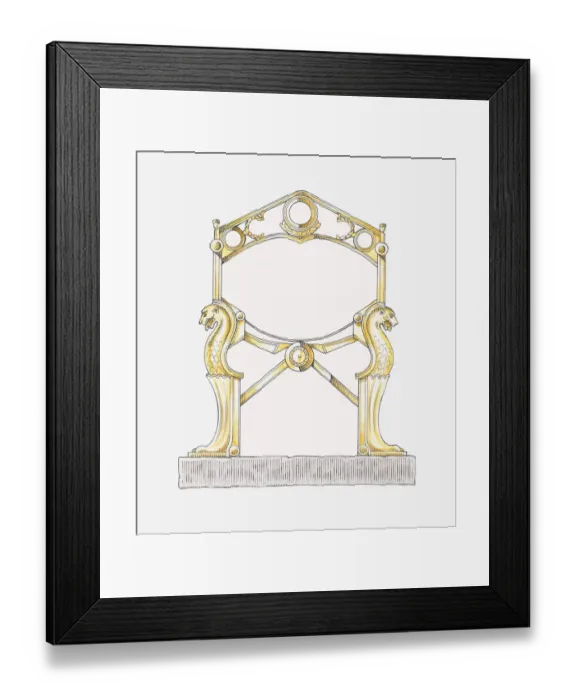 Framed Print : Illustration of gold throne of a Frankish King