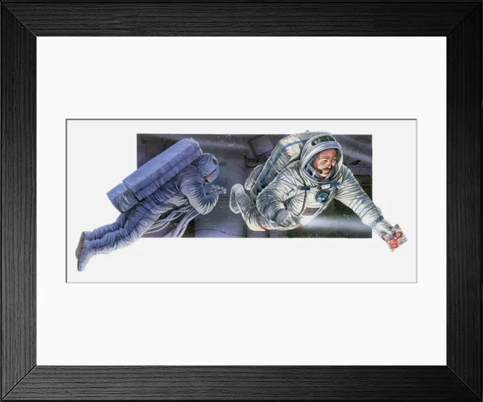 Framed Print : Illustration of Apollo 11 and astronauts, 1969