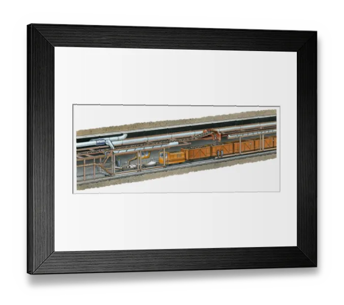 Framed Print : Illustration of coal being loaded onto train Framed Print : Illustration of coal being loaded onto train