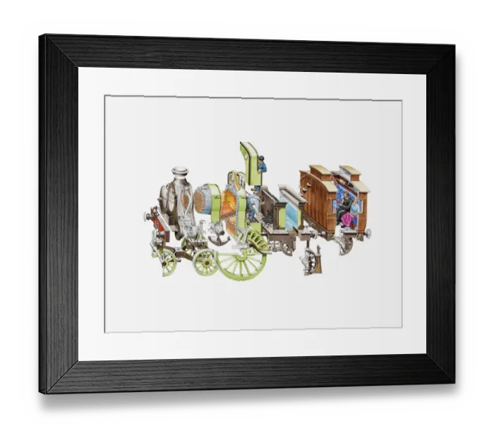 Framed Print : Cross section Stirling Single steam locomotive Framed Print : Cross section Stirling Single steam locomotive