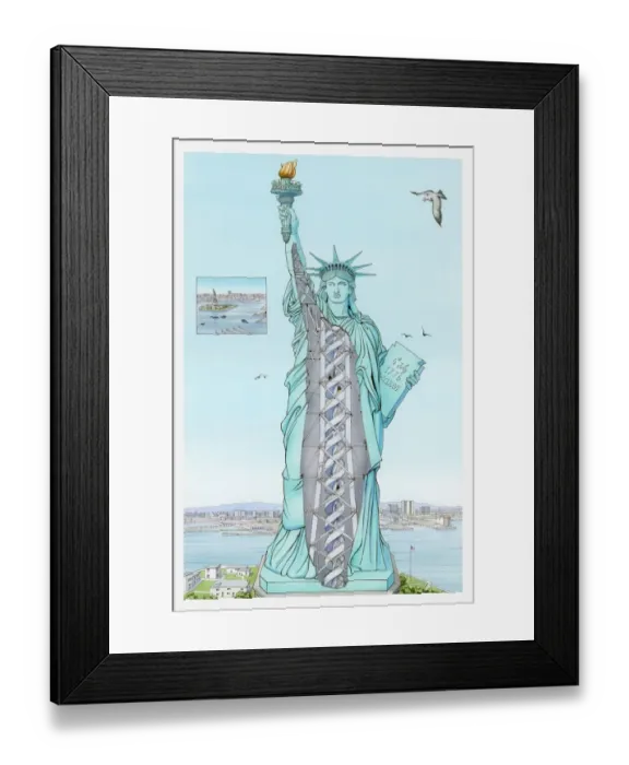 Framed Print : Cross section illustration of the statue of liberty which is hollow inside with spiral stairway leading to the crown Framed Print : Cross section illustration of the statue of liberty which is hollow inside with spiral stairway leading to the crown