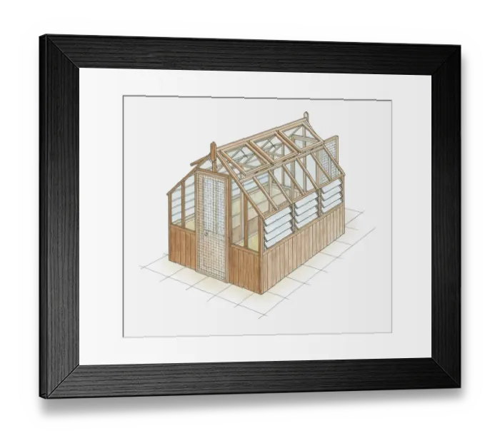 Framed Print : Illustration of a greenhouse Framed Print : Illustration of a greenhouse