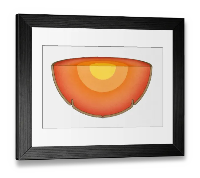 Framed Print : Illustration of the Earths interior showing the core, mantle and crust
