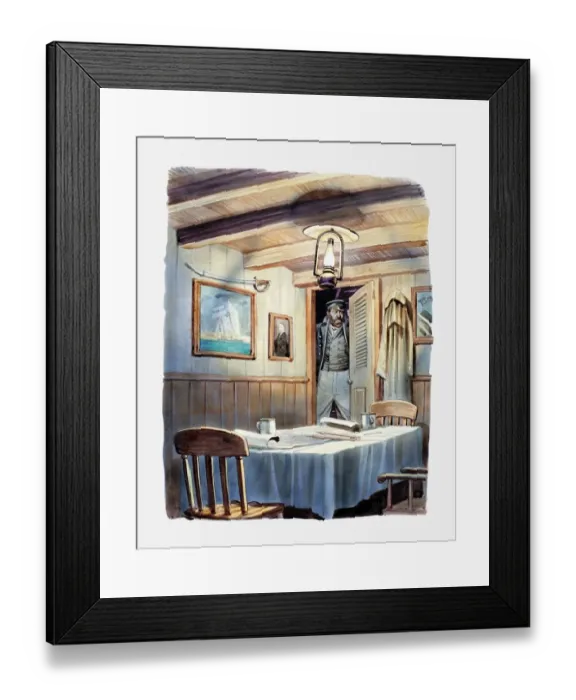 Framed Print : Illustration of Mr Morgan, crew member on the Ellen Austin walking on a ghost ship found in the Atlantic Ocean, south of Bermuda Framed Print : Illustration of Mr Morgan, crew member on the Ellen Austin walking on a ghost ship found in the Atlantic Ocean, south of Bermuda
