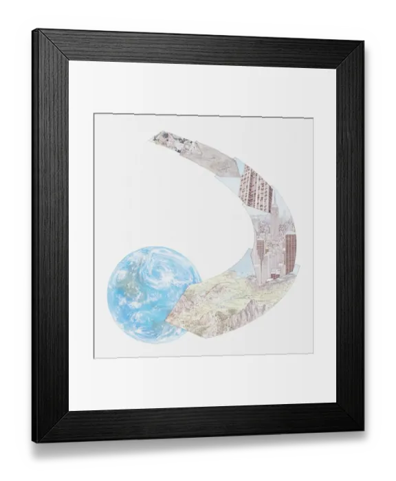 Framed Print : Illustration of minerals and rocks, used for constructing buildings, a landscape of mountains and a city, all forming part of the Earths topography Framed Print : Illustration of minerals and rocks, used for constructing buildings, a landscape of mountains and a city, all forming part of the Earths topography