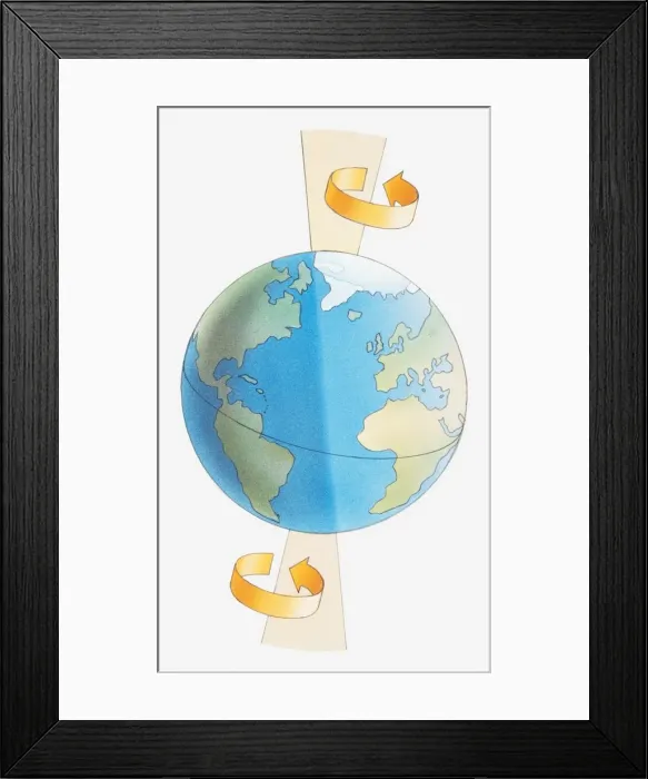 Framed Print : Illustration of the Earth spinning around its axis Framed Print : Illustration of the Earth spinning around its axis