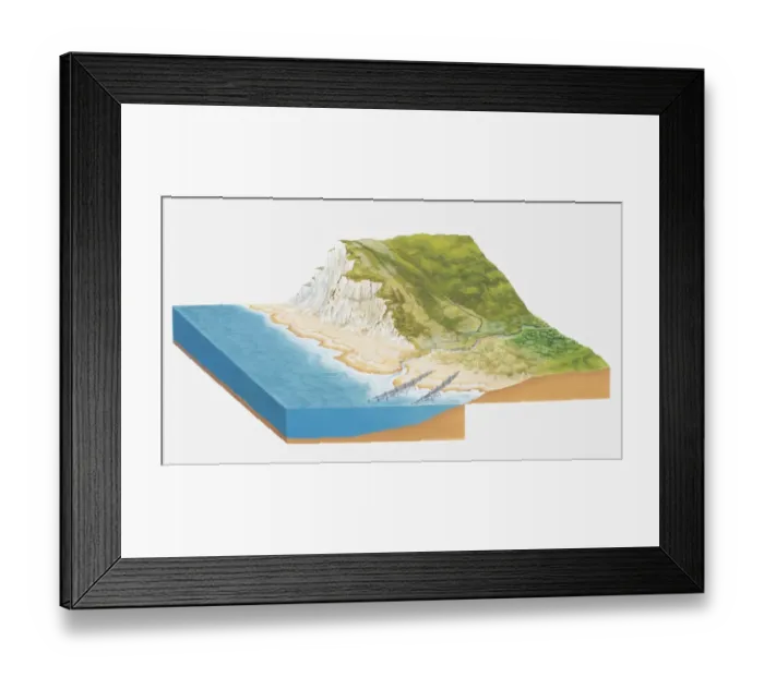 Framed Print : Illustration of chalk cliffs on English sea shore Framed Print : Illustration of chalk cliffs on English sea shore