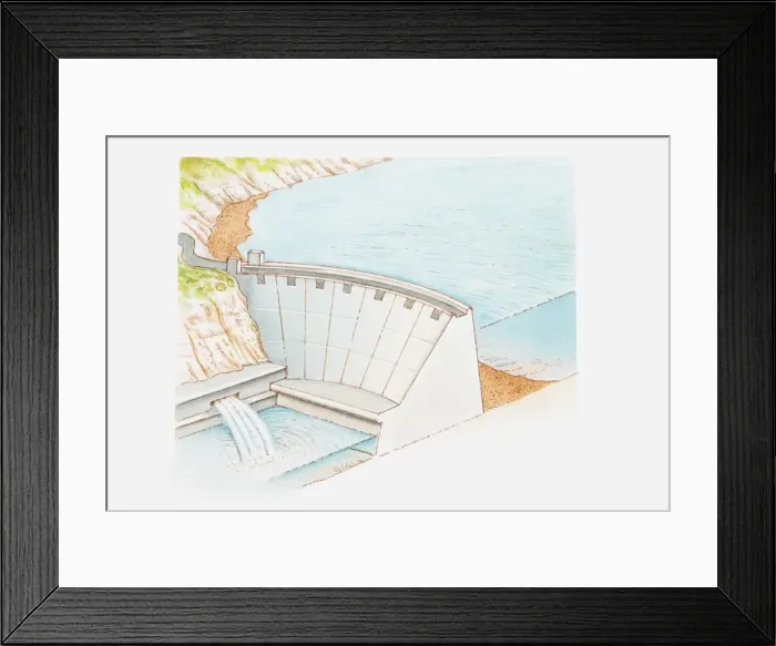 Framed Print : Illustration of of a dam