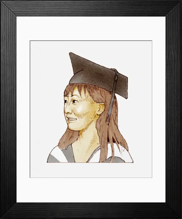 Framed Print : Illustration of female student wearing academic cap Framed Print : Illustration of female student wearing academic cap