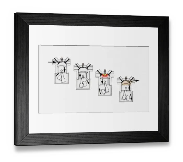 Framed Print : Illustration of the workings of an engine Framed Print : Illustration of the workings of an engine