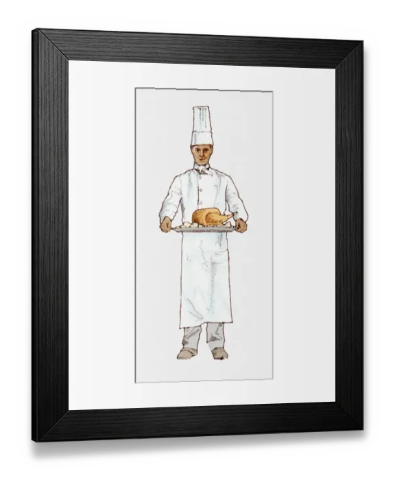 Framed Print : Illustration of chef serving a turkey Framed Print : Illustration of chef serving a turkey