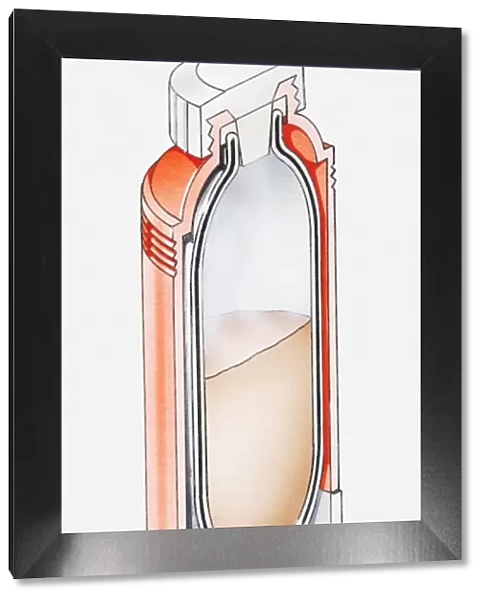 Illustration of cross section through vacuum flask
