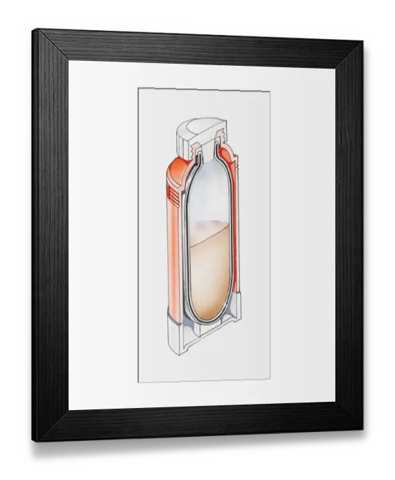 Framed Print : Illustration of cross section through vacuum flask Framed Print : Illustration of cross section through vacuum flask