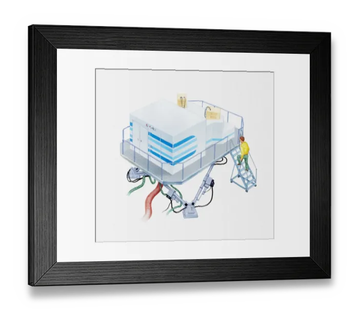 Framed Print : Illustration of exterior of a flight simulator Framed Print : Illustration of exterior of a flight simulator