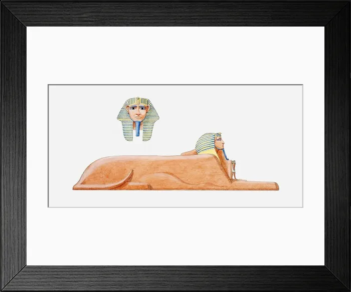 Framed Print : Illustration of Sphinx and Sphinxs head Framed Print : Illustration of Sphinx and Sphinxs head