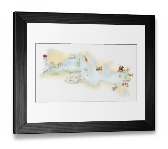 Framed Print : Illustrated map of Phoenician empire and trade routes