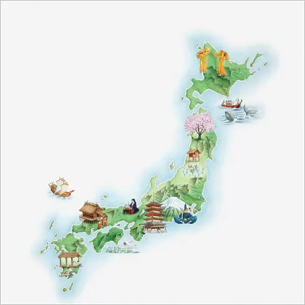 Illustrated map of ancient Japan