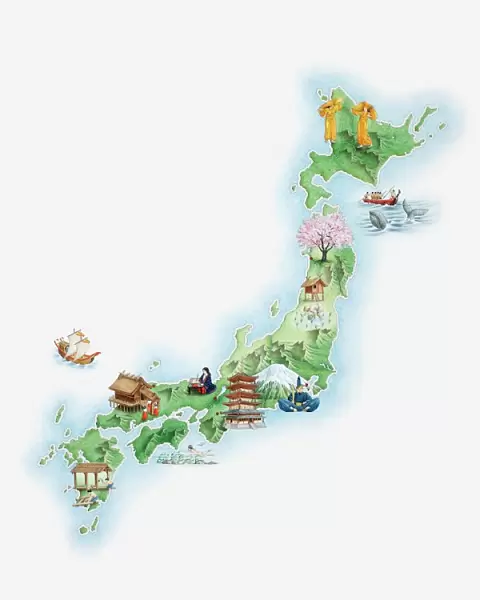 Illustrated map of ancient Japan