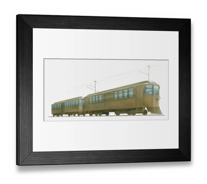 Framed Print : Illustration of early American electric train Framed Print : Illustration of early American electric train