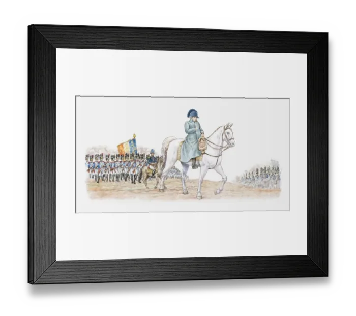 Framed Print : Illustration of Napoleon Bonaparte leading his army on horseback Framed Print : Illustration of Napoleon Bonaparte leading his army on horseback