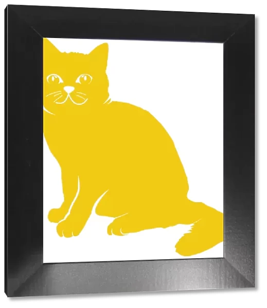 Digital illustration of bright yellow cat on white background