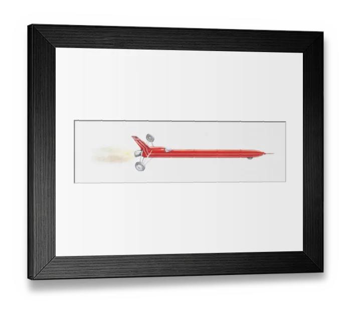 Framed Print : Digital illustration high-speed red jet car Framed Print : Digital illustration high-speed red jet car